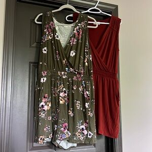2 sleeveless rompers!